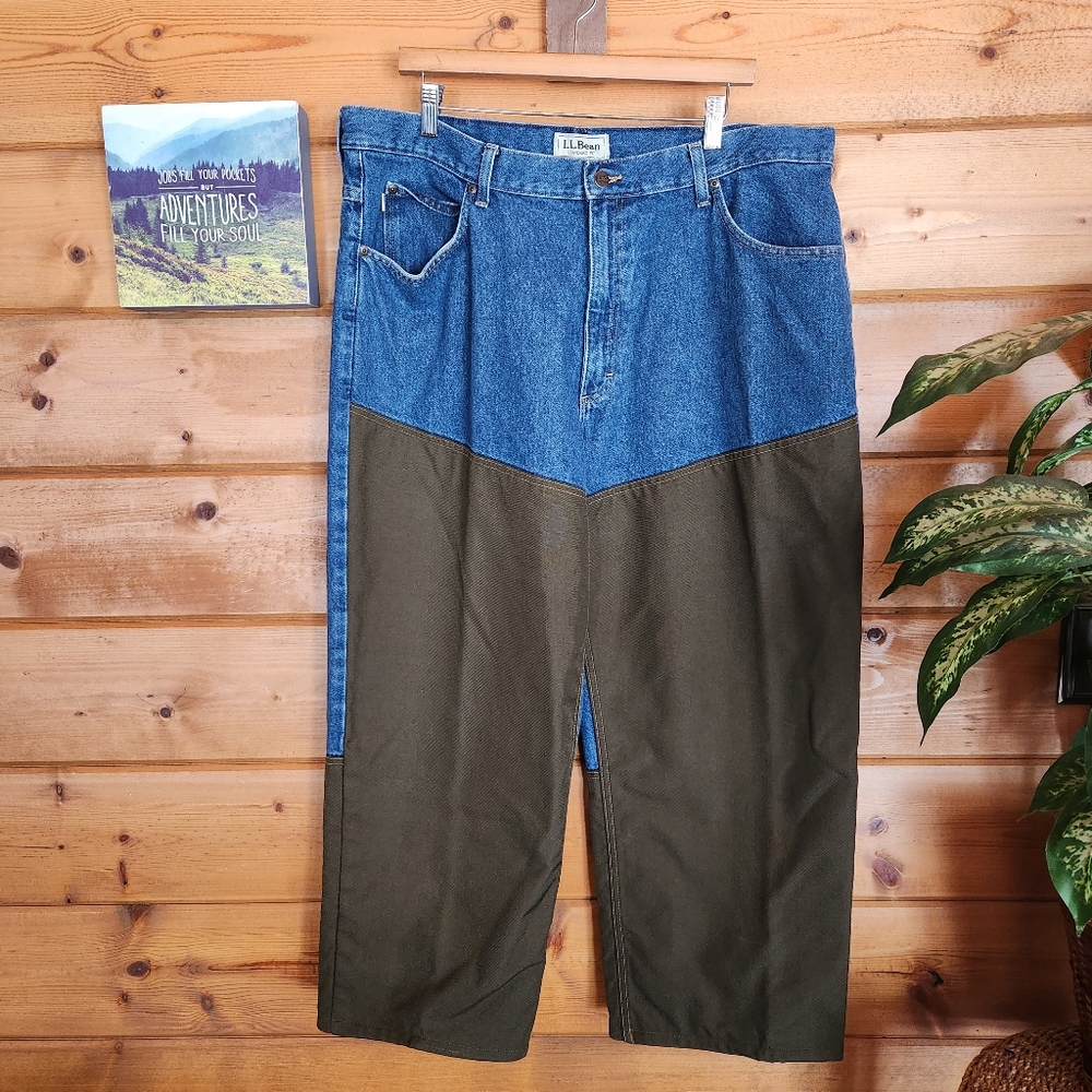 LL Bean 💙 Vintage Brush Guard Briar Denim Jeans Hunting Outdoor Pants  40 X 26"
